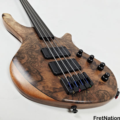 AC Guitars AC Guitars Uber Recurve 4-String Fretless Bass 34" Scale Turkish Walnut 8.88lbs