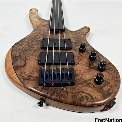 AC Guitars AC Guitars Uber Recurve 4-String Fretless Bass 34" Scale Turkish Walnut 8.88lbs