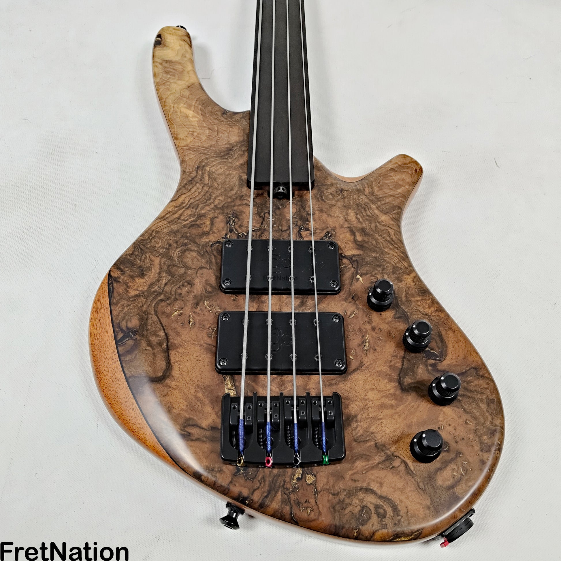 AC Guitars AC Guitars Uber Recurve 4-String Fretless Bass 34" Scale Turkish Walnut 8.88lbs