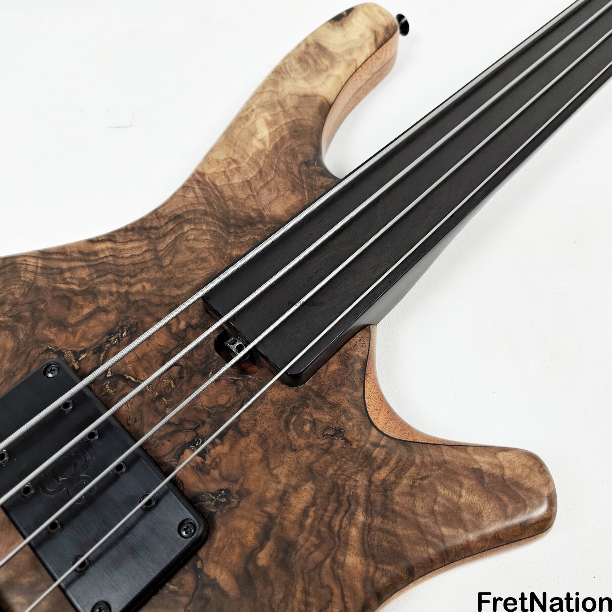 AC Guitars AC Guitars Uber Recurve 4-String Fretless Bass 34" Scale Turkish Walnut 8.88lbs