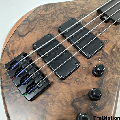 AC Guitars AC Guitars Uber Recurve 4-String Fretless Bass 34" Scale Turkish Walnut 8.88lbs