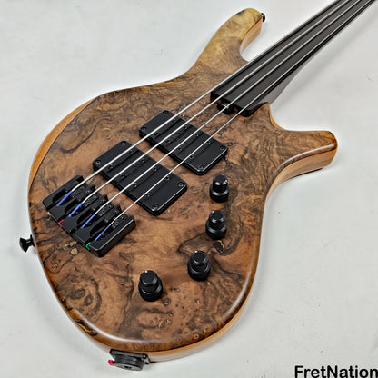 AC Guitars AC Guitars Uber Recurve 4-String Fretless Bass 34" Scale Turkish Walnut 8.88lbs