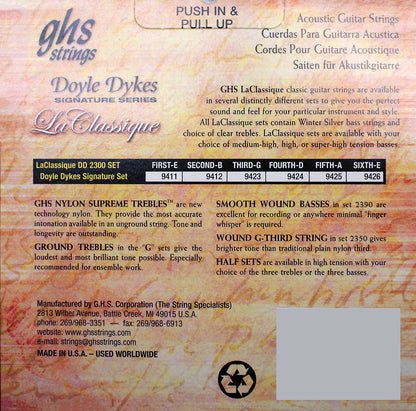 GHS Strings GHS Doyle Dykes Signature Set Nylon Classical Guitar 06-String Set - 28-43 Regular DD2300
