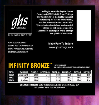 GHS Strings GHS Infinity Bronze Acoustic Guitar String Set - 13-56 Medium IB40M