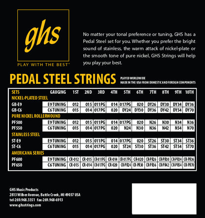 GHS Strings GHS Super Steels Pedal Steel String Set - 15-70 - C6 Tuning ST-C6