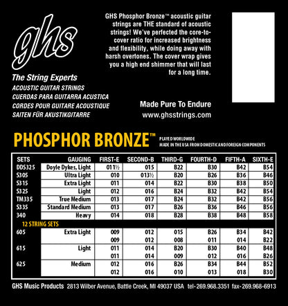 GHS Strings GHS Phosphor Bronze Acoustic Guitar String Set - 14-58 Heavy 340