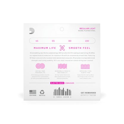 D'Addario D'Addario XS Coated Nickel Bass String Set Long Scale - 4-String 45-100 Regular Light XSB45100