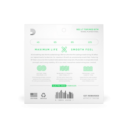 D'Addario D'Addario XS Coated Nickel Bass String Set Long Scale - 4-String 45-105 Regular Medium XSB45105