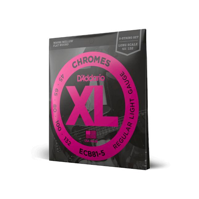 D'Addario D'Addario Chromes Flatwound Bass String Set Long Scale - 5-String 45-132 Light ECB81-5