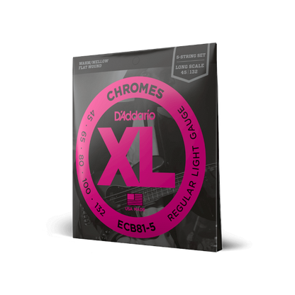 D'Addario D'Addario Chromes Flatwound Bass String Set Long Scale - 5-String 45-132 Light ECB81-5