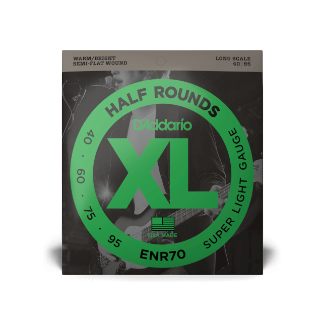 D'Addario D'Addario Half-Round Bass String Set Long Scale - 4-String 40-095 Super Light ENR70