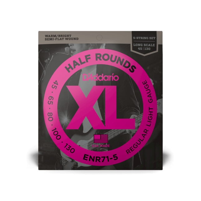 D'Addario D'Addario Half-Round Bass String Set Long Scale - 5-String 45-130 ENR71-5