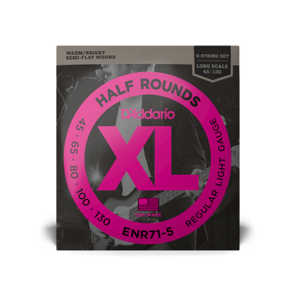 D'Addario D'Addario Half-Round Bass String Set Long Scale - 5-String 45-130 ENR71-5