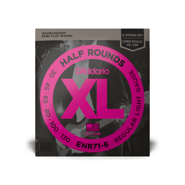 130 String Bass D'Addario Half-Round Bass String Set Long Scale - 6-String 30-130 ENR7 ...
