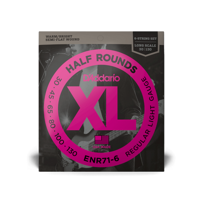 D'Addario D'Addario Half-Round Bass String Set Long Scale - 6-String 30-130 ENR71-6