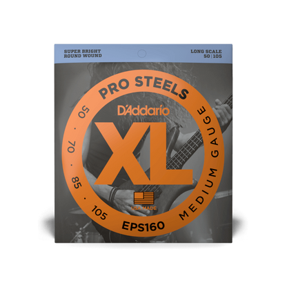 D'Addario D'Addario ProSteels Stainless Steel Bass String Set Long Scale - 4-String 50-105 Medium EPS160