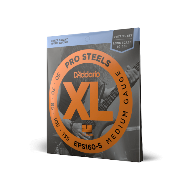 D'Addario D'Addario ProSteels Stainless Steel Bass String Set Long Scale - 5-String 50-135 Medium EPS160-5