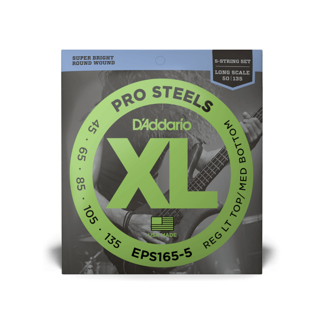 D'Addario D'Addario ProSteels Stainless Steel Bass String Set Long Scale - 5-String 45-135 EPS165-5