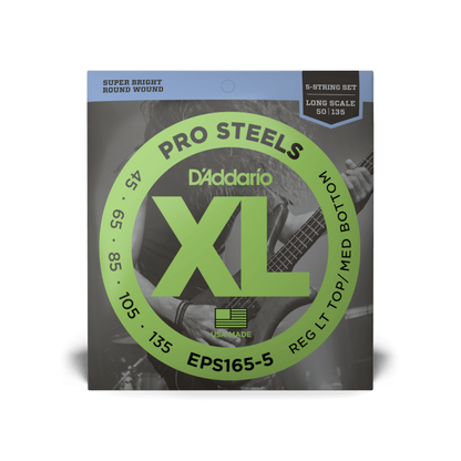 D'Addario D'Addario ProSteels Stainless Steel Bass String Set Long Scale - 5-String 45-135 EPS165-5