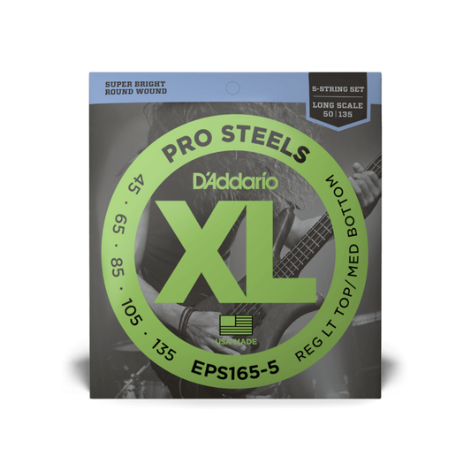 D'Addario D'Addario ProSteels Stainless Steel Bass String Set Long Scale - 5-String 45-135 EPS165-5