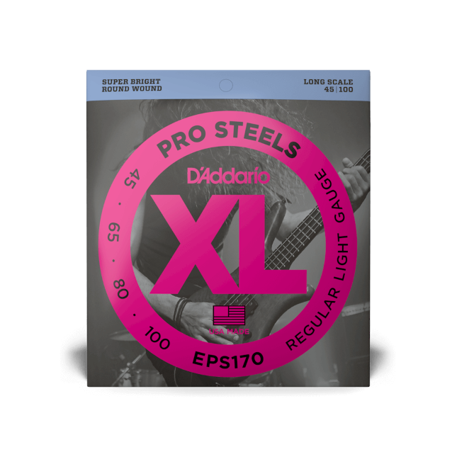 D'Addario D'Addario ProSteels Stainless Steel Bass String Set Long Scale - 4-String 45-100 Regular Light EPS170