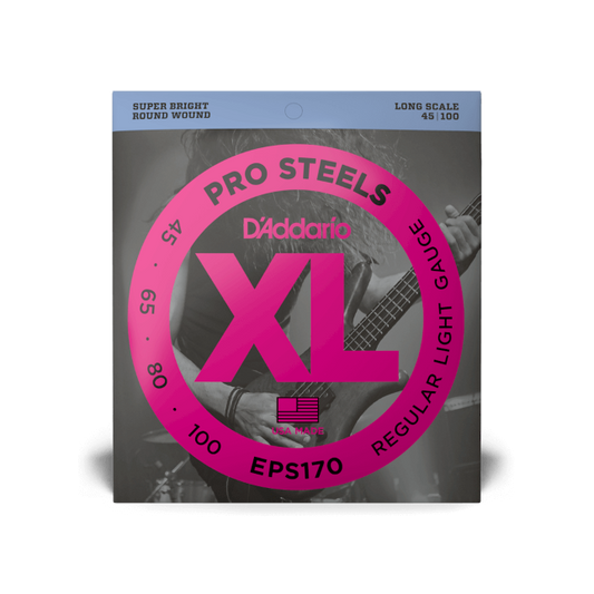 D'Addario D'Addario ProSteels Stainless Steel Bass String Set Long Scale - 4-String 45-100 Regular Light EPS170