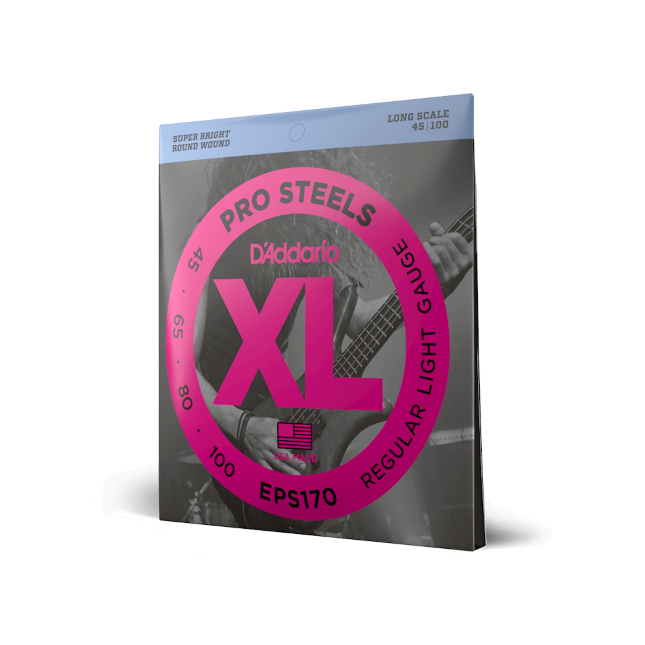 D'Addario D'Addario ProSteels Stainless Steel Bass String Set Long Scale - 4-String 45-100 Regular Light EPS170