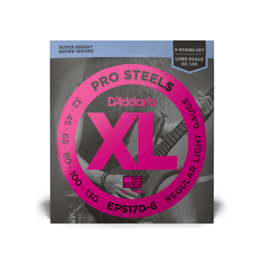 D'Addario D'Addario ProSteels Stainless Steel Bass String Set Long Scale - 6-String 32-130 Light EPS170-6