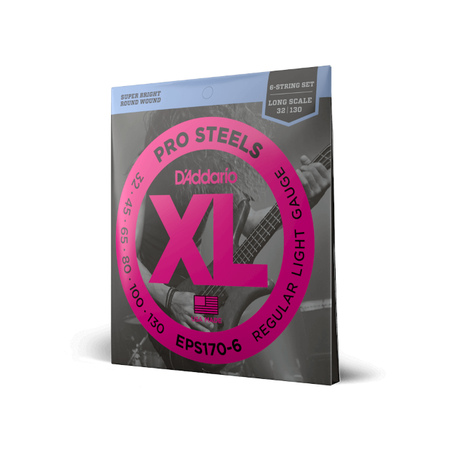 D'Addario D'Addario ProSteels Stainless Steel Bass String Set Long Scale - 6-String 32-130 Light EPS170-6