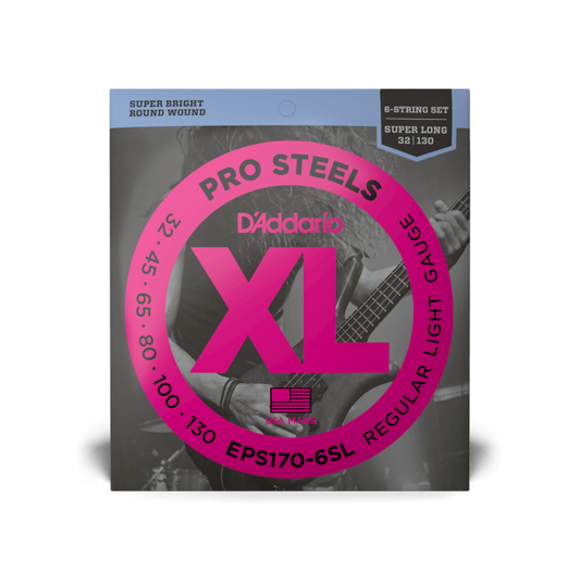 D'Addario D'Addario ProSteels Stainless Steel Bass String Set Super Long Scale - 6-String 32-130 Light EPS170-6SL