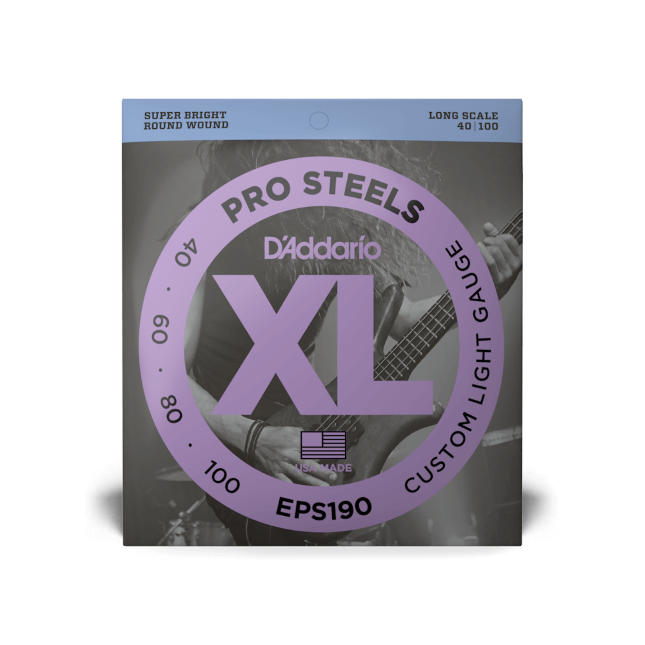 D'Addario D'Addario ProSteels Stainless Steel Bass String Set Long Scale - 4-String 40-100 Custom Light EPS190