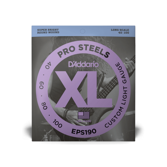 D'Addario D'Addario ProSteels Stainless Steel Bass String Set Long Scale - 4-String 40-100 Custom Light EPS190