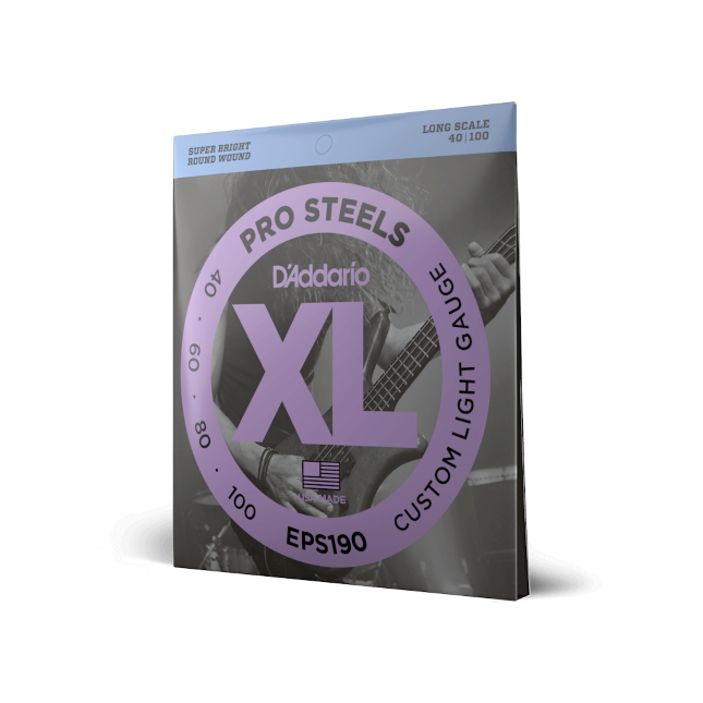 D'Addario D'Addario ProSteels Stainless Steel Bass String Set Long Scale - 4-String 40-100 Custom Light EPS190