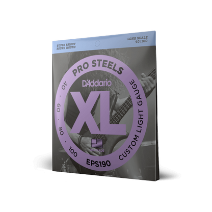 D'Addario D'Addario ProSteels Stainless Steel Bass String Set Long Scale - 4-String 40-100 Custom Light EPS190