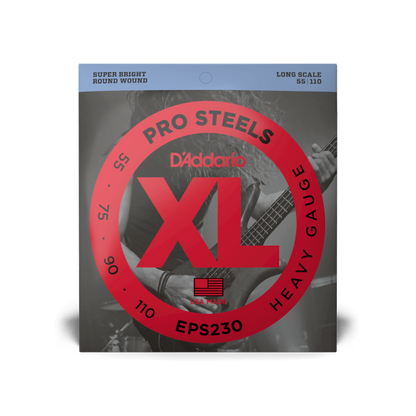 D'Addario D'Addario ProSteels Stainless Steel Bass String Set Long Scale - 4-String 55-110 Heavy EPS230