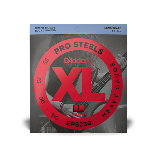 D'Addario D'Addario ProSteels Stainless Steel Bass String Set Long Scale - 4-String 55-110 Heavy EPS230