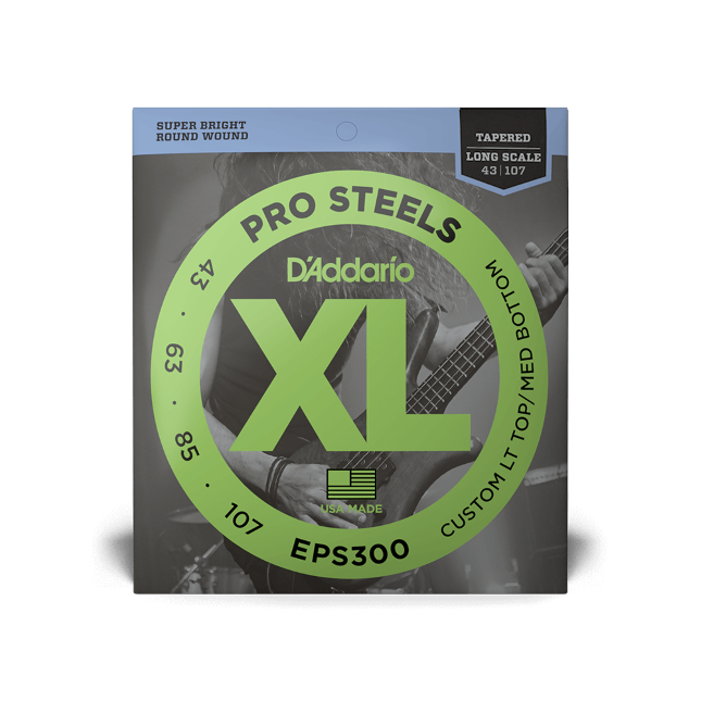 D'Addario D'Addario ProSteels Stainless Steel Bass String Set Long Scale - 4-String Tapered 43-107T EPS300