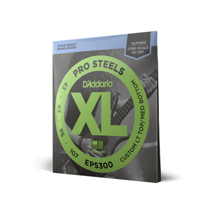 D'Addario D'Addario ProSteels Stainless Steel Bass String Set Long Scale - 4-String Tapered 43-107T EPS300