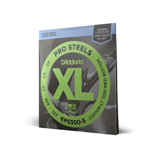 D'Addario D'Addario ProSteels Stainless Steel Bass String Set Long Scale - 5-String Tapered 43-127T EPS300-5