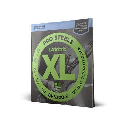 D'Addario D'Addario ProSteels Stainless Steel Bass String Set Long Scale - 5-String Tapered 43-127T EPS300-5