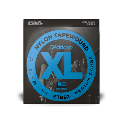 Tapewound D'Addario Black Nylon Tapewound Bass String Set Long Scale - 4-String ...