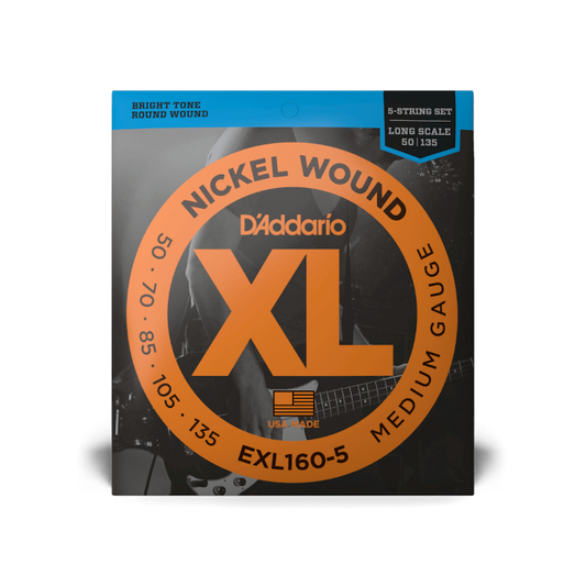 D'Addario D'Addario XL Nickel Wound Bass String Set Long Scale - 5-String 50-135 Medium EXL160-5