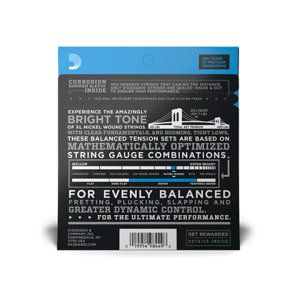 D'Addario D'Addario XL Nickel Wound Bass String Set Long Scale - 4-String 50-120 Balanced Tension EXL160BT