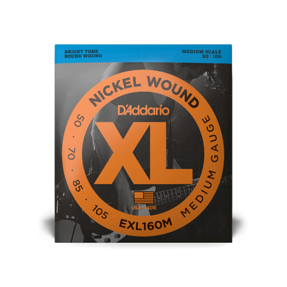 D'Addario D'Addario XL Nickel Wound Bass String Set Medium Scale - 4-String 50-105 Medium EXL160M