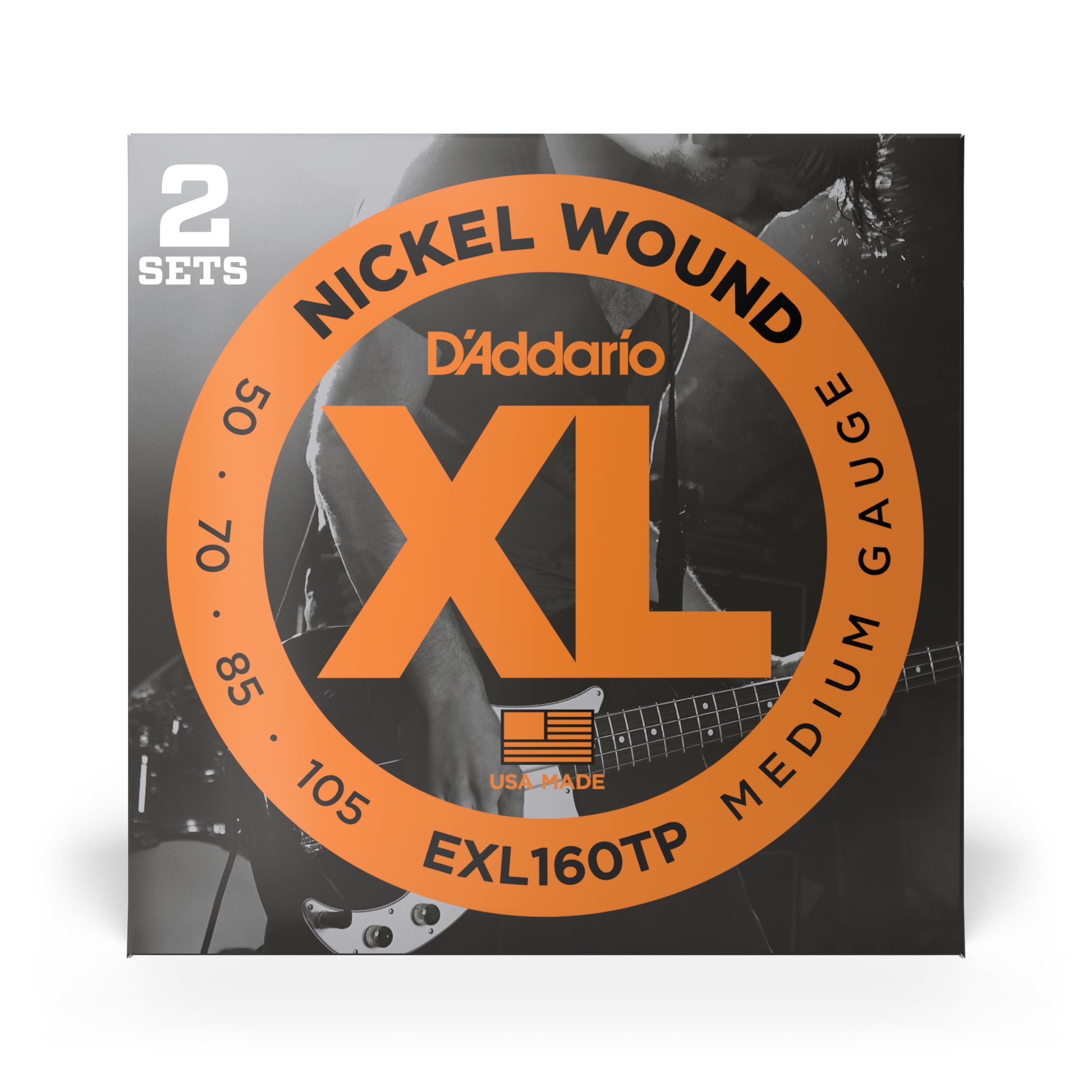 D'Addario D'Addario XL Nickel Wound Bass String Set Long Scale - 2-Pack 4-String 50-105 Medium EXL160TP