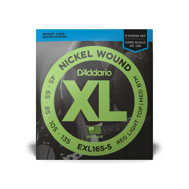 D'Addario D'Addario XL Nickel Wound Bass String Set Long Scale - 5-String 45-135 Regular Light EXL165-5