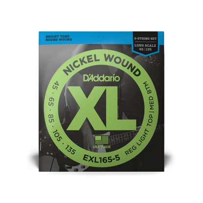 D'Addario D'Addario XL Nickel Wound Bass String Set Long Scale - 5-String 45-135 Regular Light EXL165-5