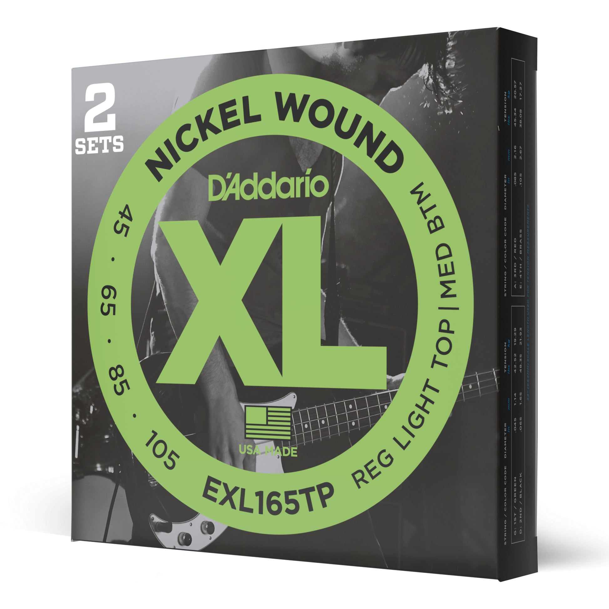 D'Addario D'Addario XL Nickel Wound Bass String Set Long Scale - 2-Pack 4-String 45-105 EXL165TP