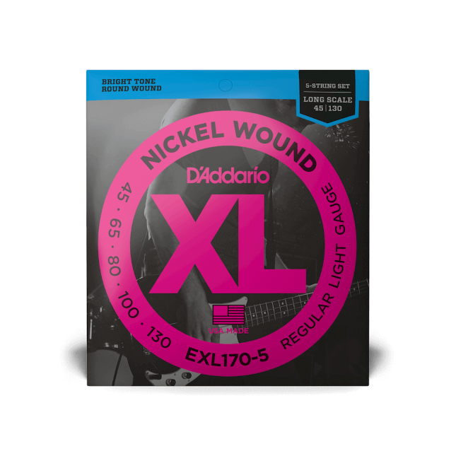 D'Addario D'Addario XL Nickel Wound Bass String Set Long Scale - 5-String 45-130 Regular Light EXL170-5