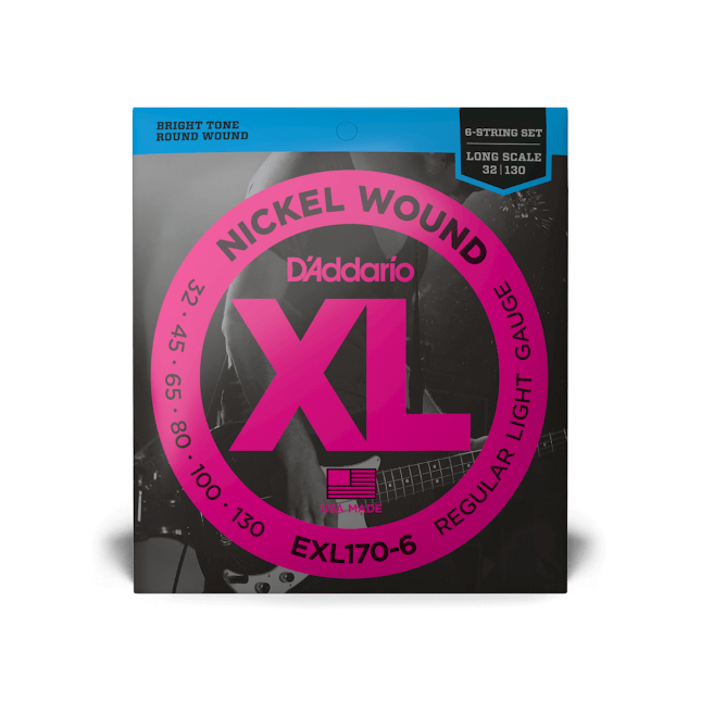 D'Addario D'Addario XL Nickel Wound Bass String Set Long Scale - 6-String 32-130 Regular Light EXL170-6